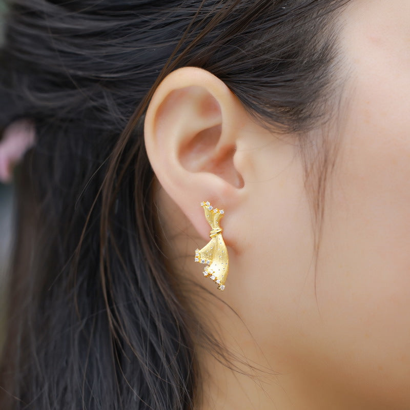 Gold Plated Mini Dress Zircon Earrings – detail view 3