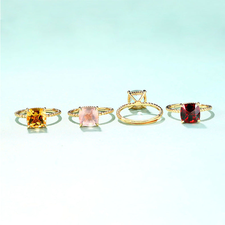 Gold-Plated Multi-Colored Gemstone Ring