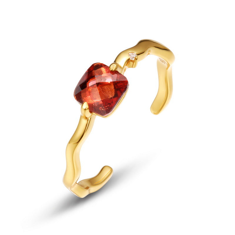 Gold-Plated Natural Garnet Ring – image 4