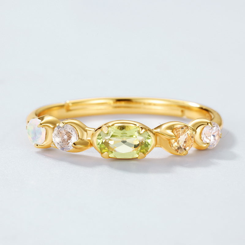Gold-Plated Natural Peridot Ring