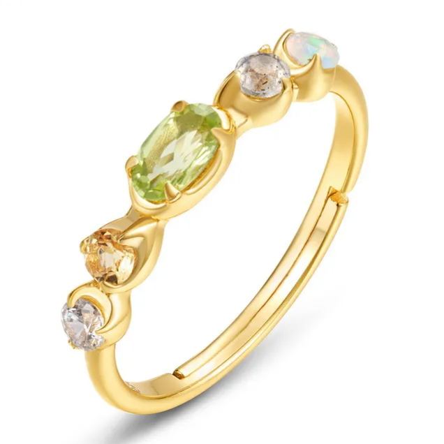 Gold-Plated Natural Peridot Ring – image 5