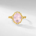 Gold-Plated Natural Rose Crystal Carved Ring