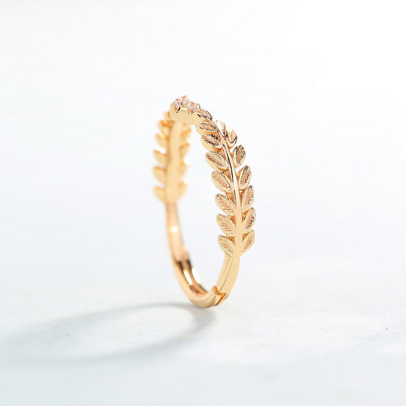 Gold-Plated Olive Branch Zircon Ring