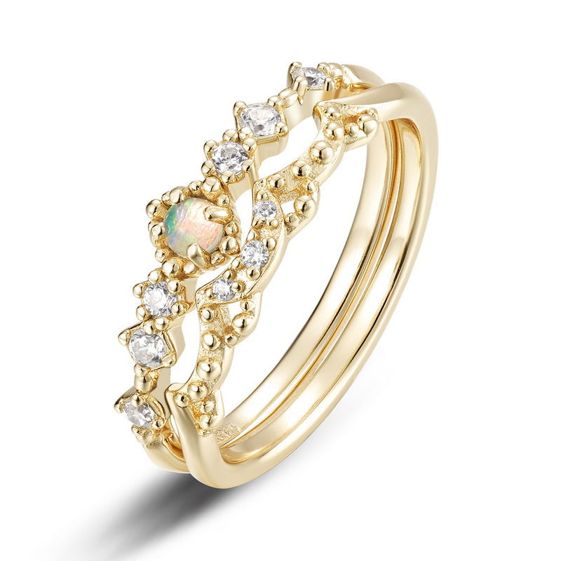 Gold-Plated Opal Ring Set – detail view 3