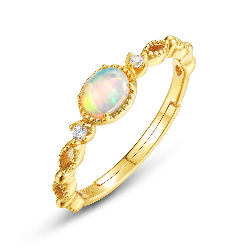 Gold-Plated Openwork Synthetic Opal Ring