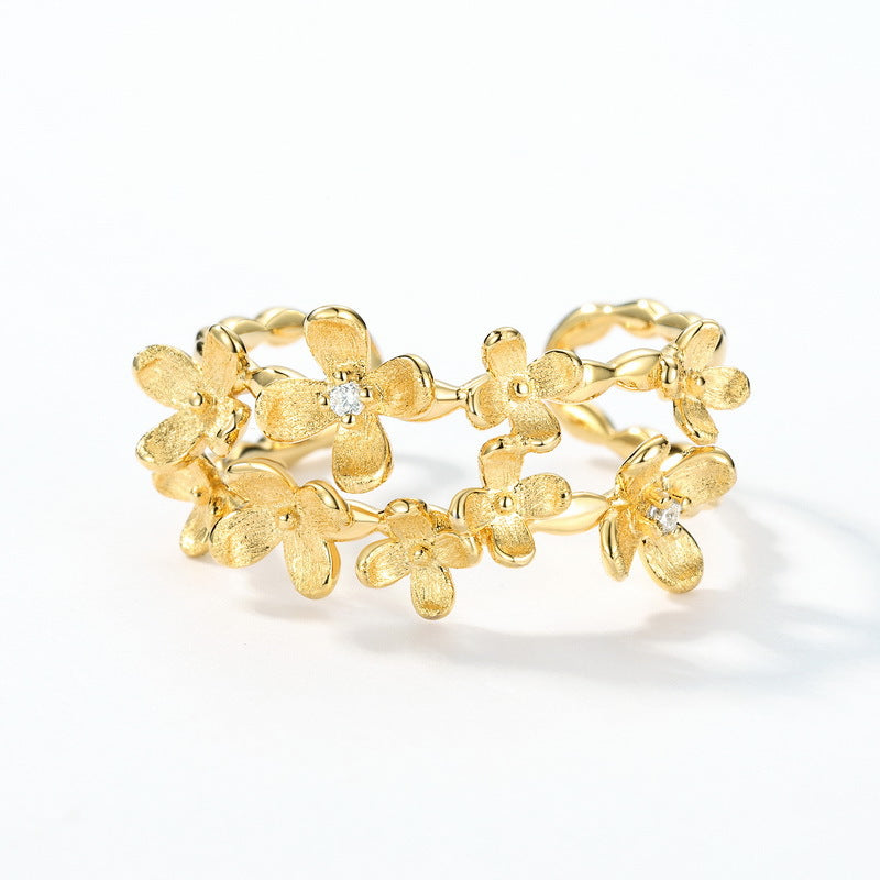 Gold-Plated Osmanthus Zircon Ring – wholesale silver rings