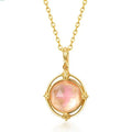 Gold-Plated Pink Enamel Bird Pendant Necklace