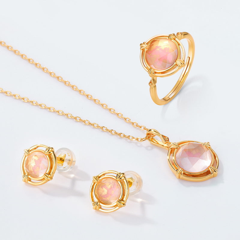 Gold-Plated Pink Enamel Bird Pendant Necklace – image 4