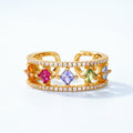 Gold-Plated Rainbow Zircon Halo Ring