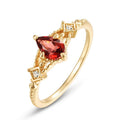 Gold-Plated Rhombus Garnet Ring