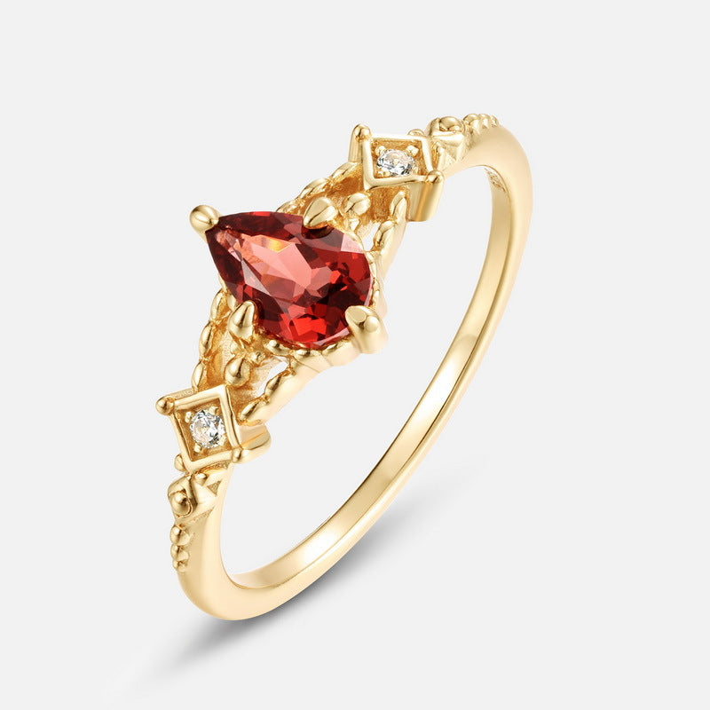 Gold-Plated Rhombus Garnet Ring – gemstone jewelry supplier