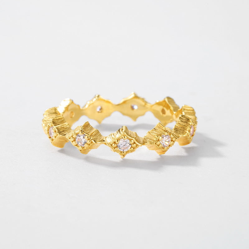 Gold-Plated Rhombus Zircon Inlaid Ring