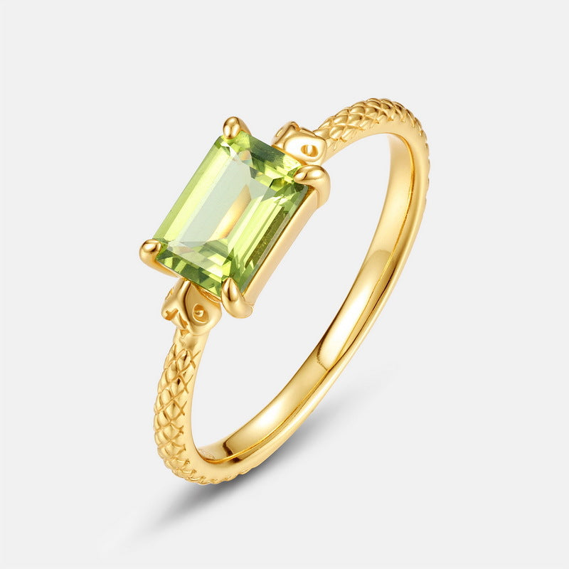 Gold-Plated Ring Set with Natural Peridot