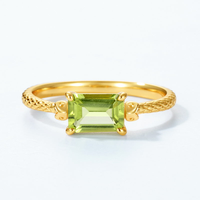 Gold-Plated Ring Set with Natural Peridot – gemstone jewelry supplier