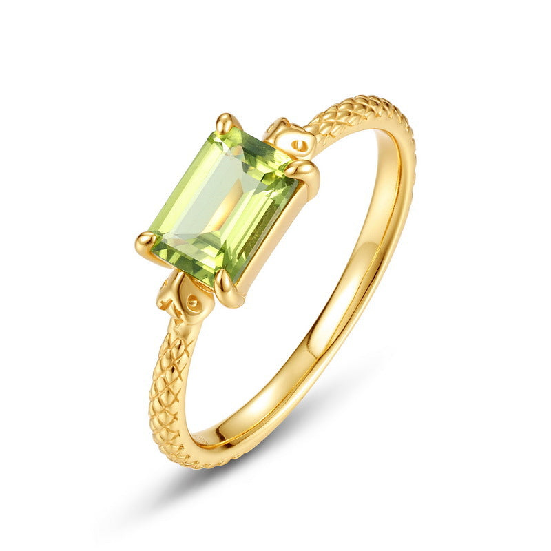 Gold-Plated Ring Set with Natural Peridot – image 4