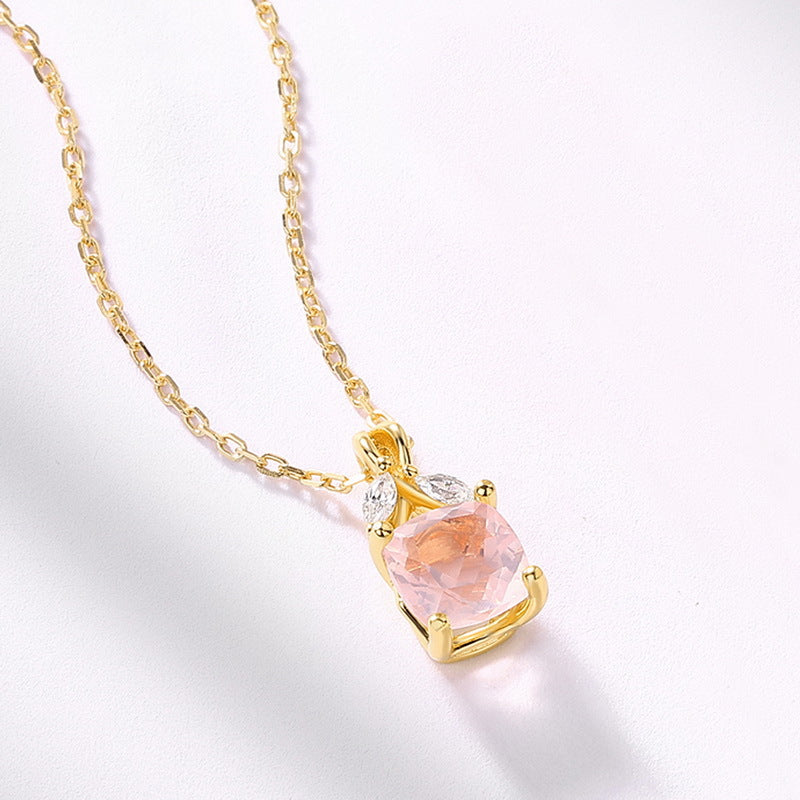 Gold-Plated Rose Crystal Pendant Zircon Necklace – crystal jewellery wholesalers