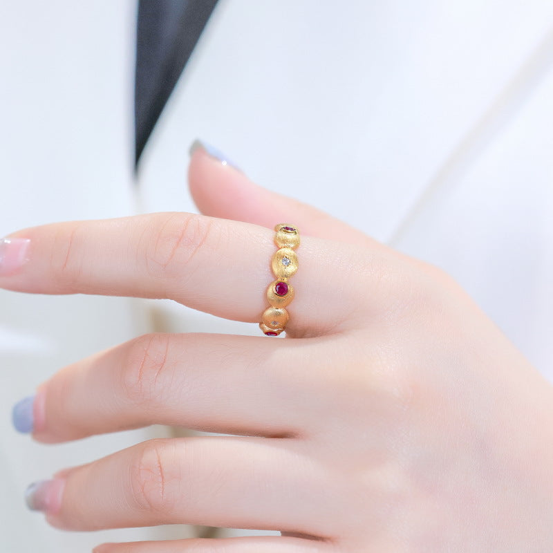 Gold-Plated Ruby Full Circle Ring – wholesale silver rings