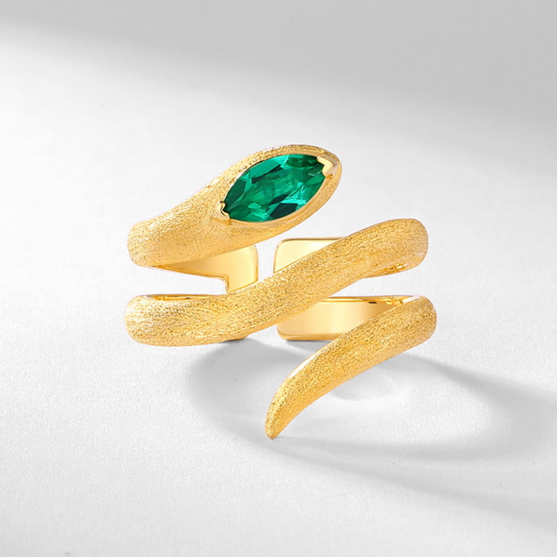 Gold-Plated Serpent Emerald Ring