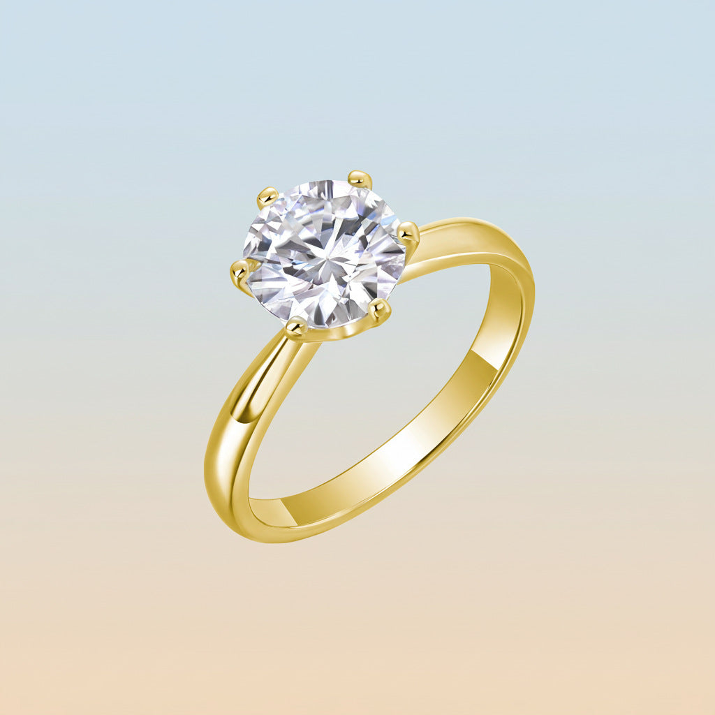 Gold-Plated Six-Prong Moissanite Ring – wholesale moissanite rings