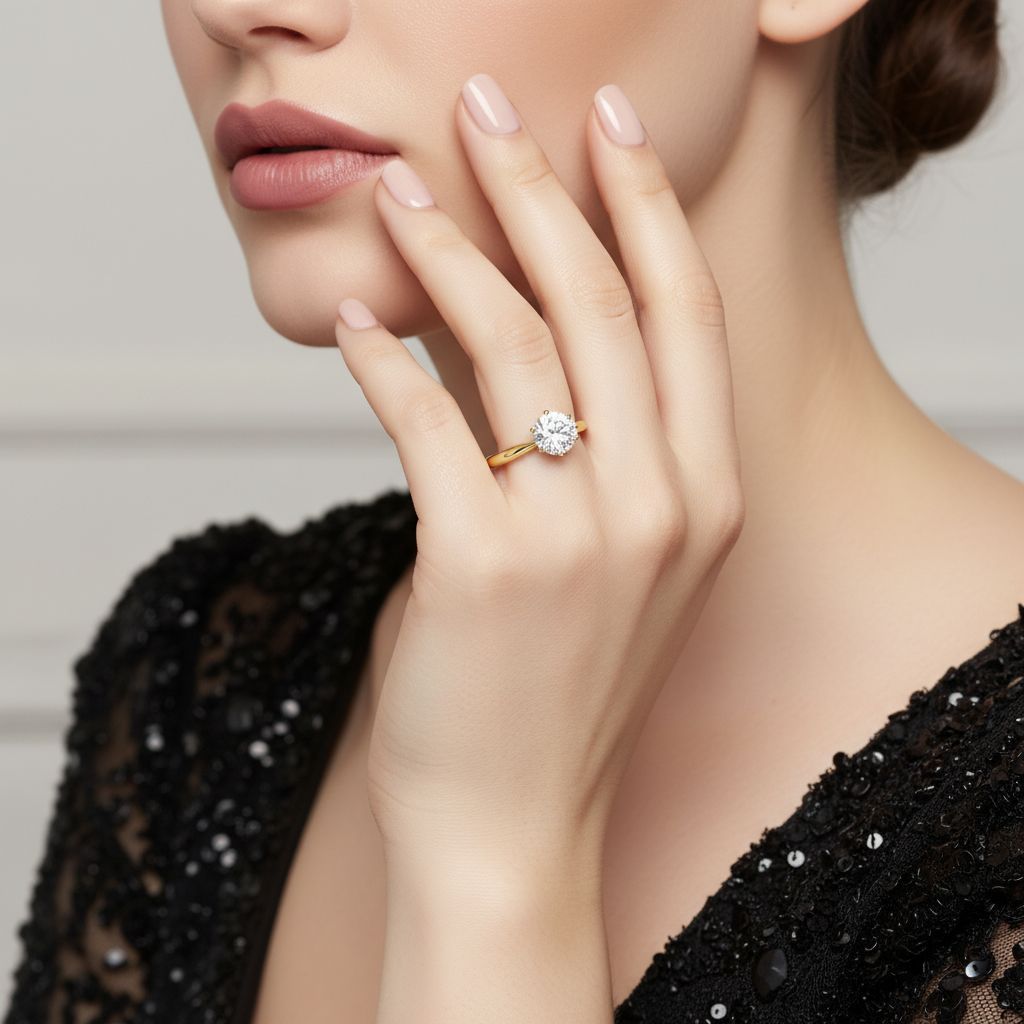 Gold-Plated Six-Prong Moissanite Ring – detail view 3