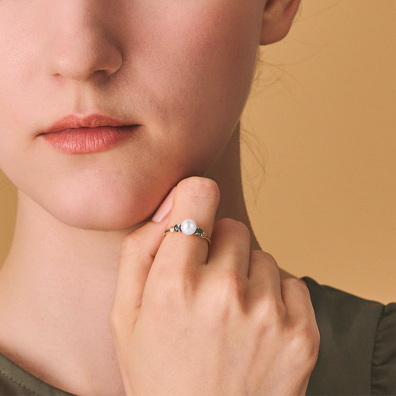 Gold-Plated Sky Blue Topaz Pearl Ring – pearl ring wholesale