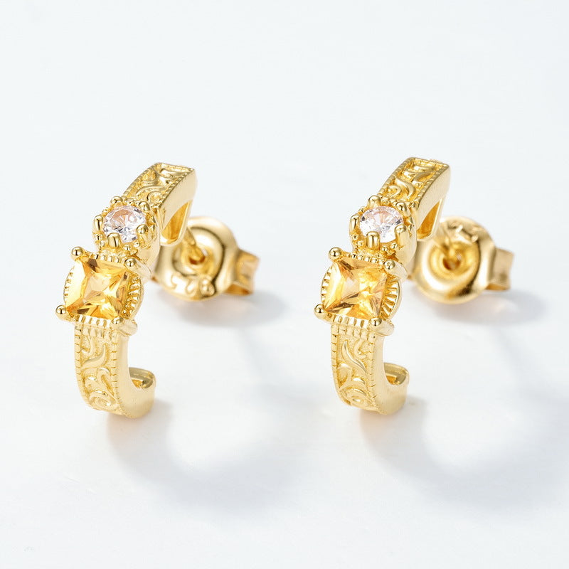 Gold-Plated Square Yellow Crystal Earrings – crystal jewellery wholesalers