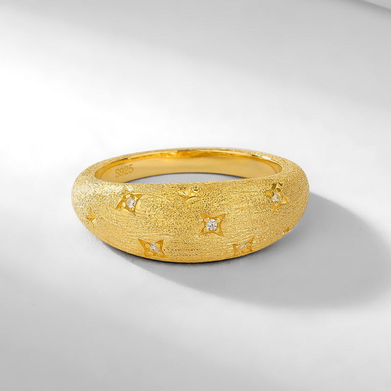 Gold-Plated Starry Night Zircon Ring