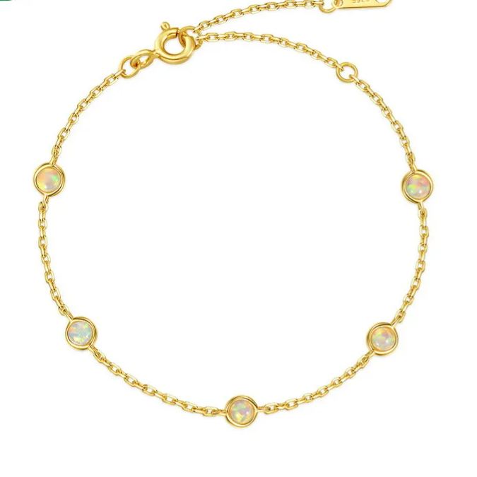 Gold-Plated Synthetic Opal Round Bracelet