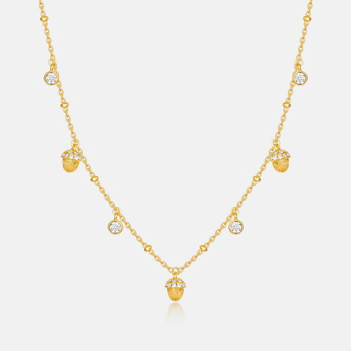 Gold-Plated Tassel Hazelnut Zircon Inlaid Necklace