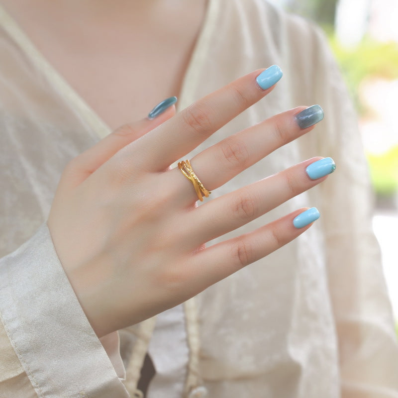 Gold-Plated Triple-Strap Ring – wholesale silver rings