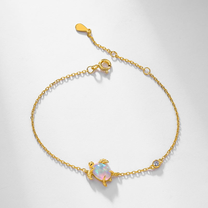 Gold-Plated Turtle Opal Bracelet