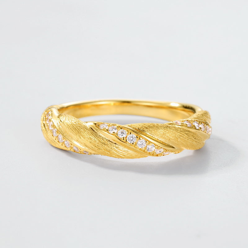 Gold-Plated Twist Zircon Ring