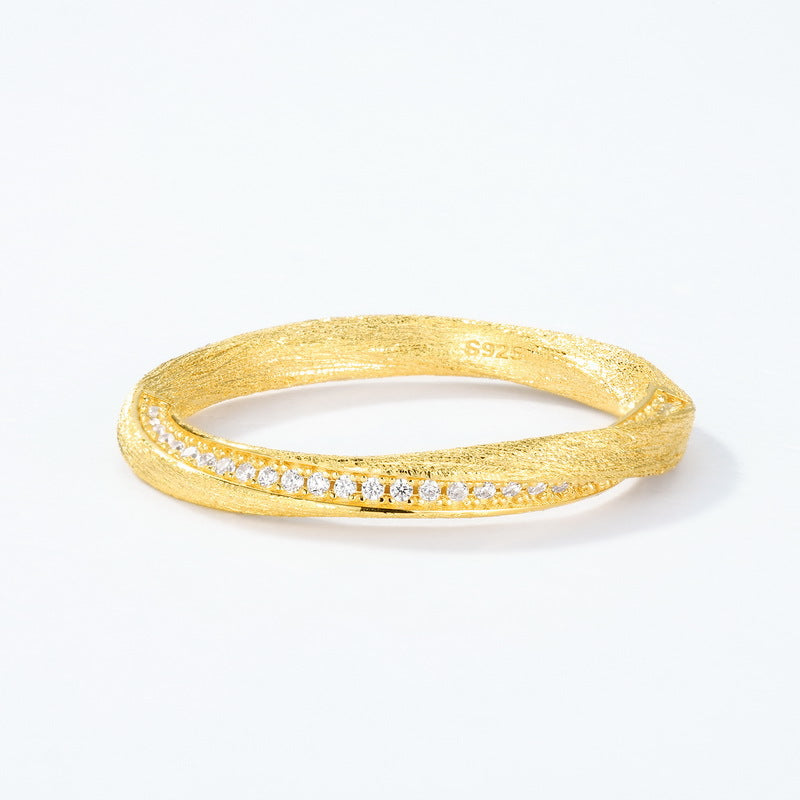 Gold Plated Twist Zircon Ring – wholesale silver rings