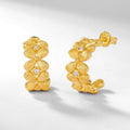 Gold Plated Vintage Court Style Flower Zircon Earrings