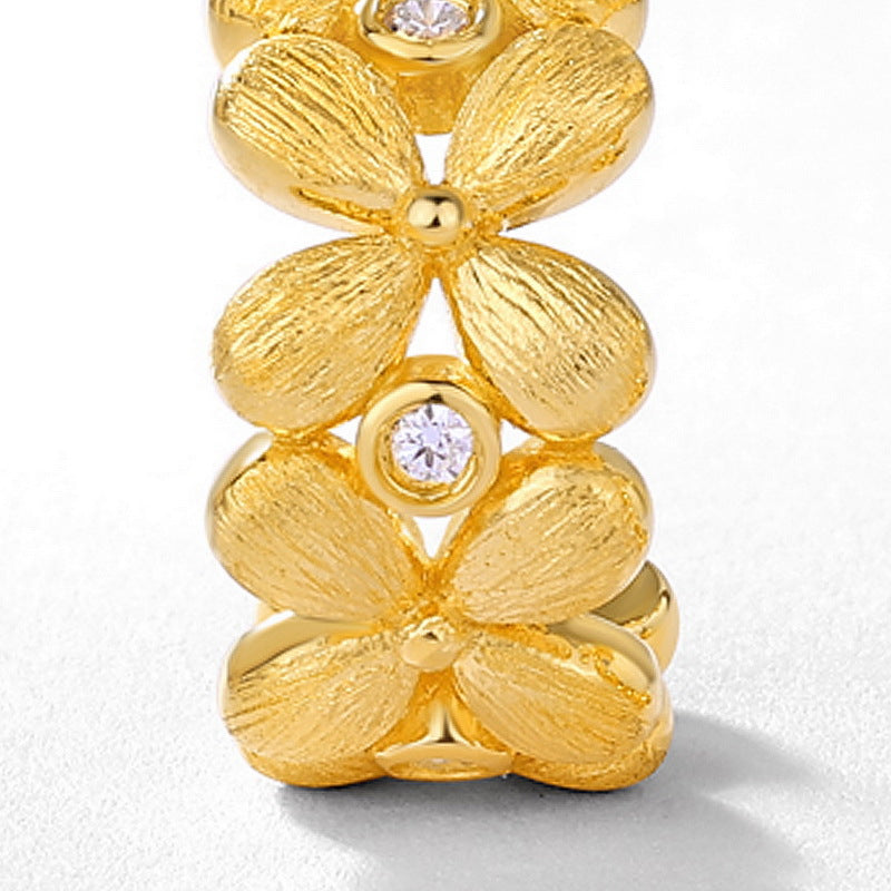 Gold Plated Vintage Court Style Flower Zircon Earrings – detail view 3