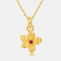 Gold-Plated Vintage Garnet Flower Pendant Necklace