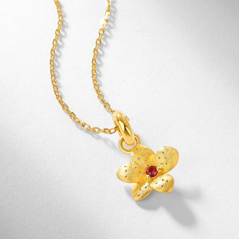 Gold-Plated Vintage Garnet Flower Pendant Necklace – vintage jewelry wholesale suppliers