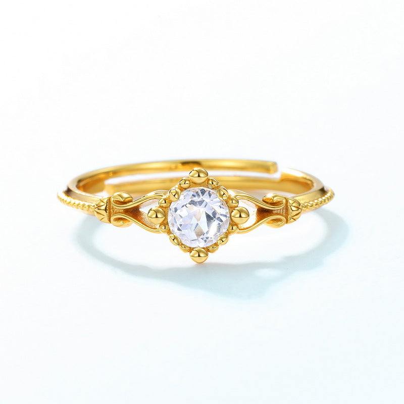 Gold-Plated Vintage White Crystal Ring – crystal jewellery wholesalers