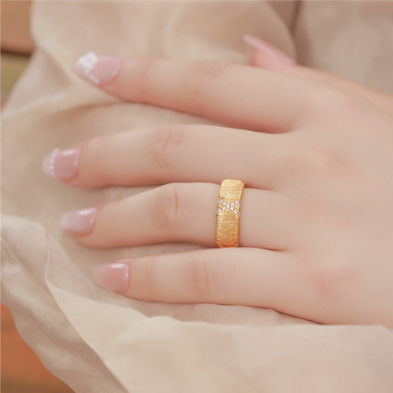 Gold Plated Zircon Inlaid Ring – wholesale silver rings