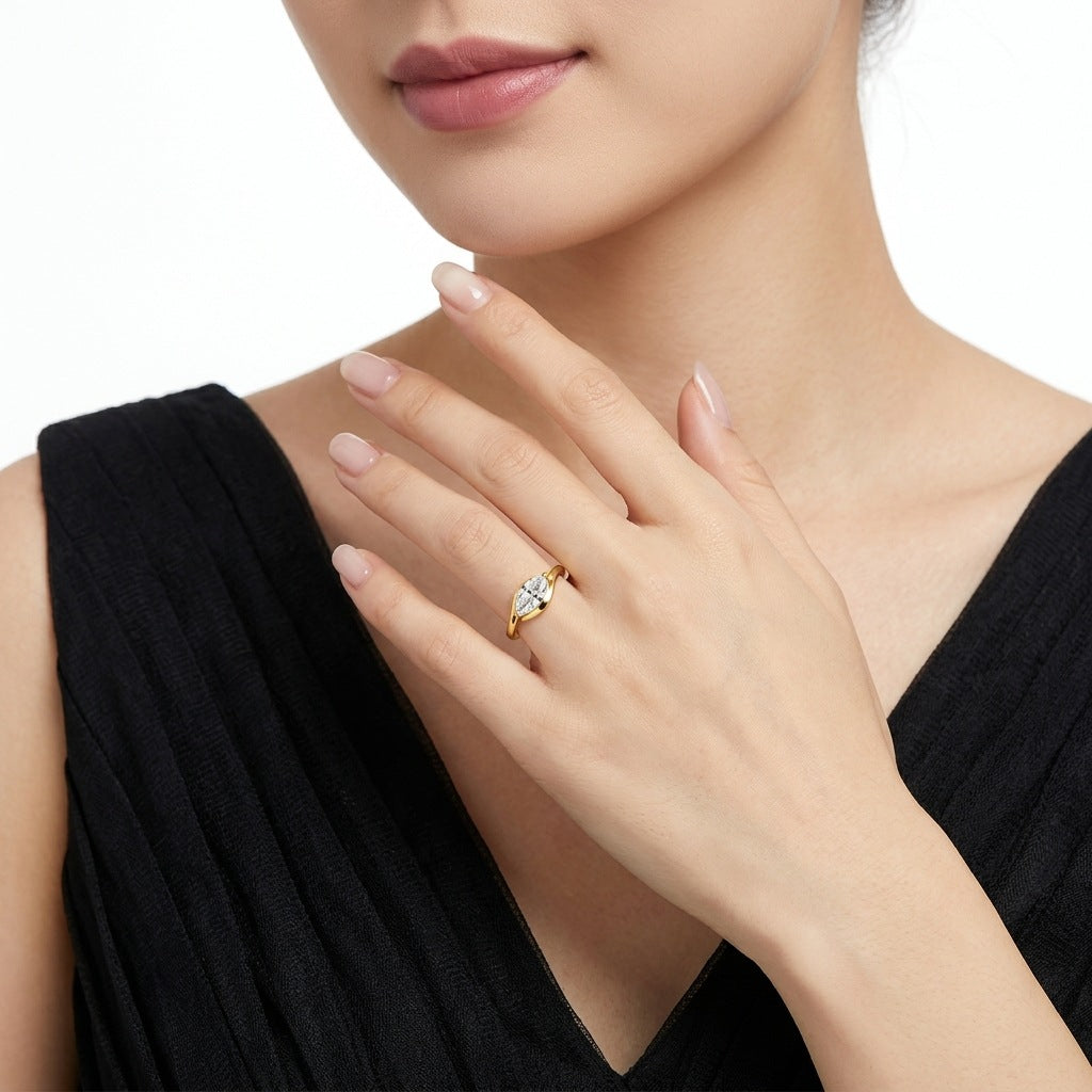 Gold-Tone Marquise Moissanite Ring – wholesale moissanite rings