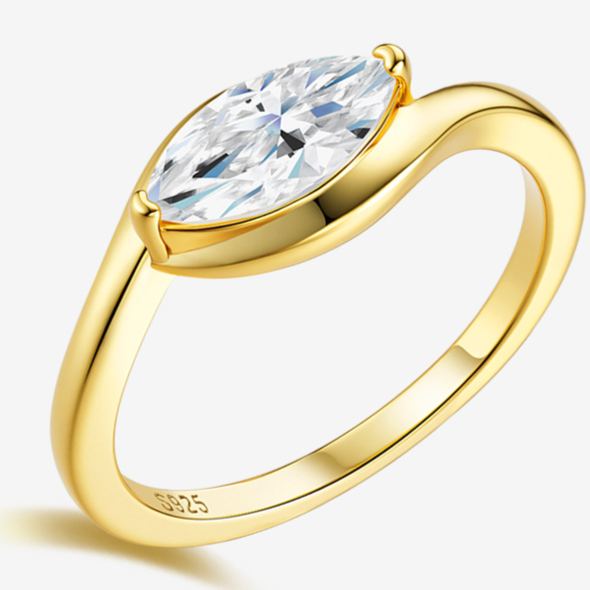 Gold-Tone Marquise Moissanite Ring – detail view 3