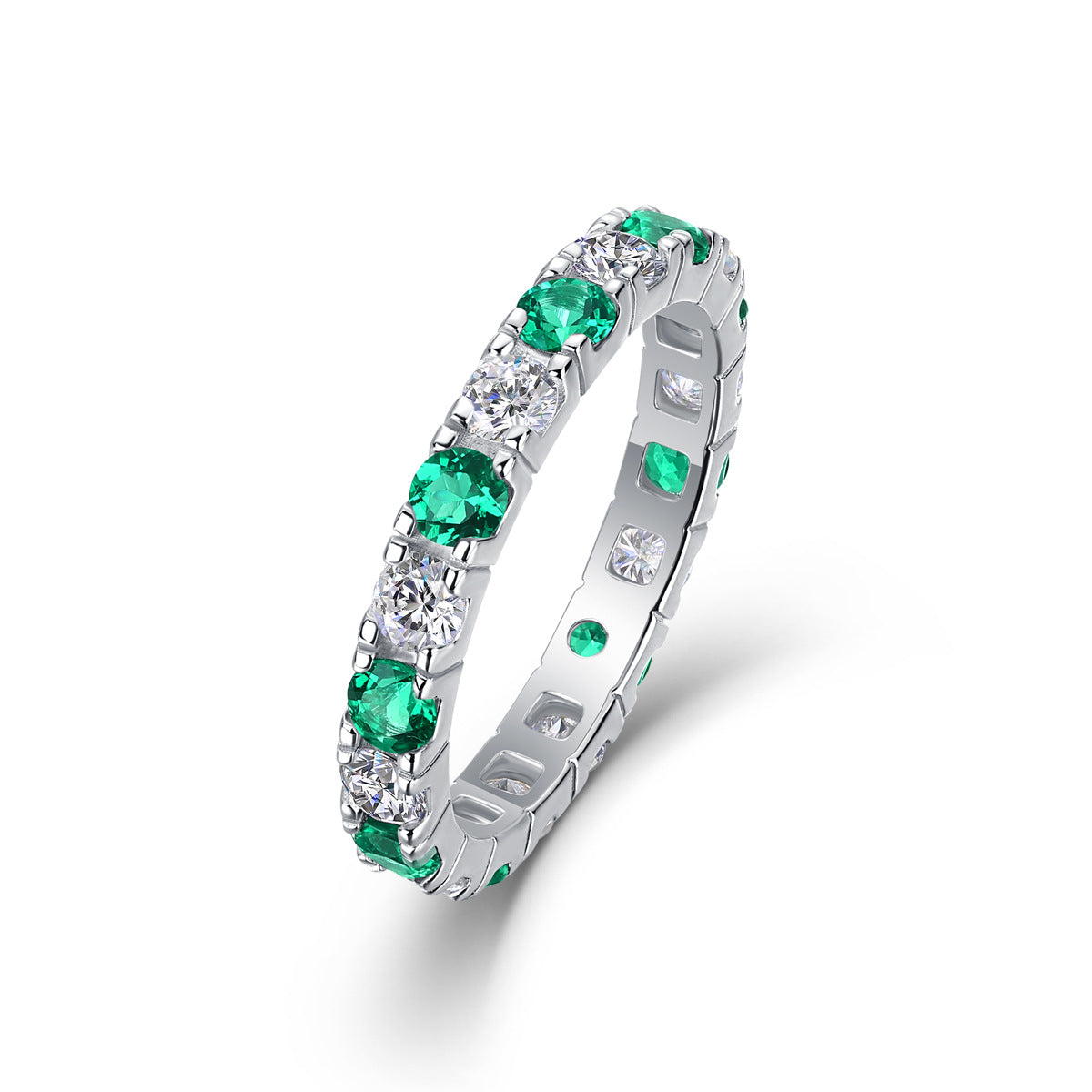 Green, Blue and Red Gemstone Moissanite Ring – image 5