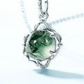 Green Moss Stone Pendant Necklace