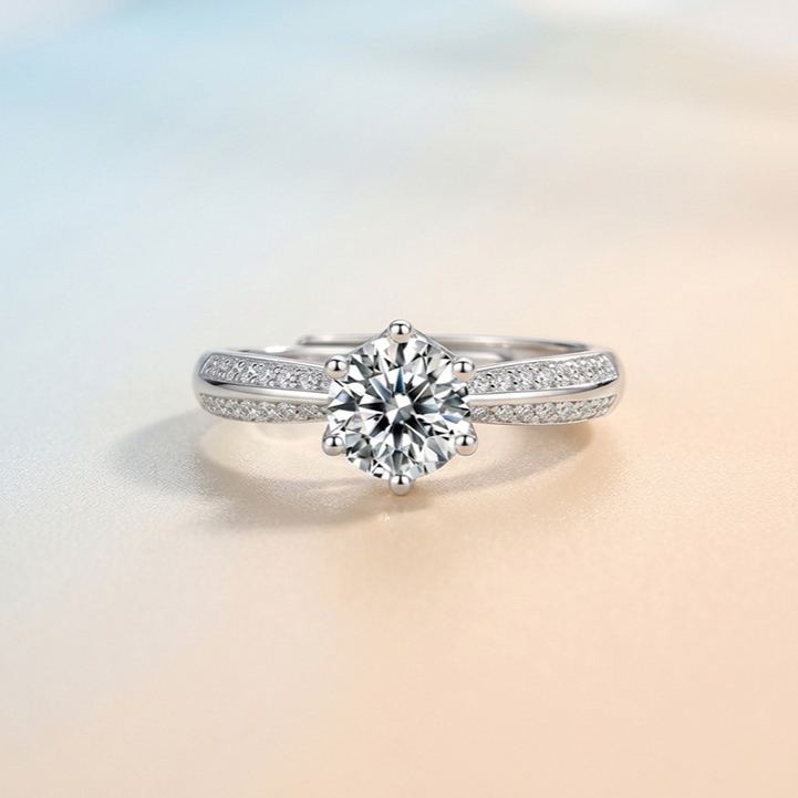 Half-and-Half Moissanite Ring YCR392-393 – wholesale moissanite rings