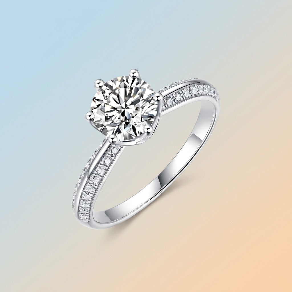 Half-and-Half Moissanite Solid-Band Ring – wholesale moissanite rings