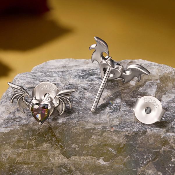 Halloween Bat Zircon Stud Earrings – detail view 3