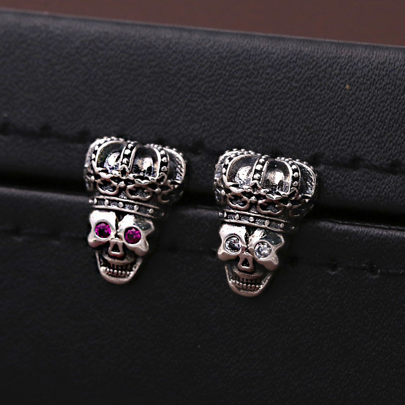 Halloween Crown Skull Stud Earrings YCH182