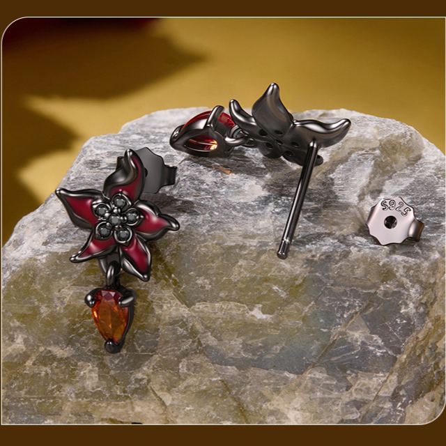 Halloween Mandala Flower Drop Earrings – detail view 3
