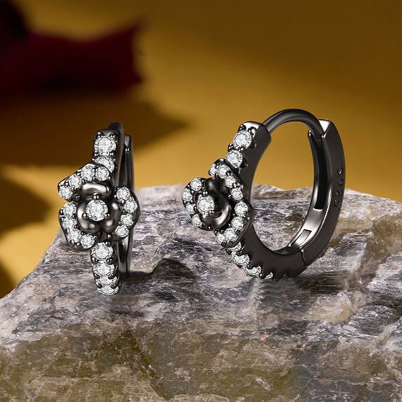 Halloween Rose Zircon Earrings