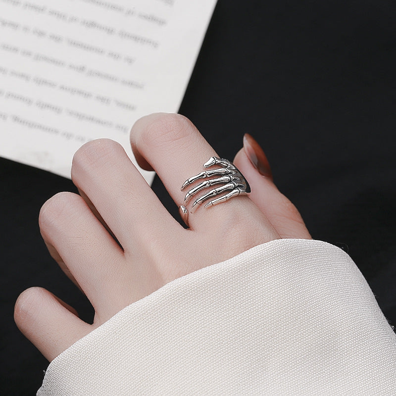 Halloween Skeleton Hand Open Ring – wholesale silver rings
